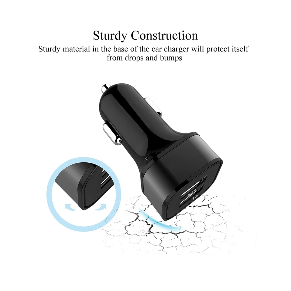 5V 3.4A Fast Charge Dual USB Car Chargers, 2019 Classic Design Duo Ports Portable Mobile Car Charger Quick Charge