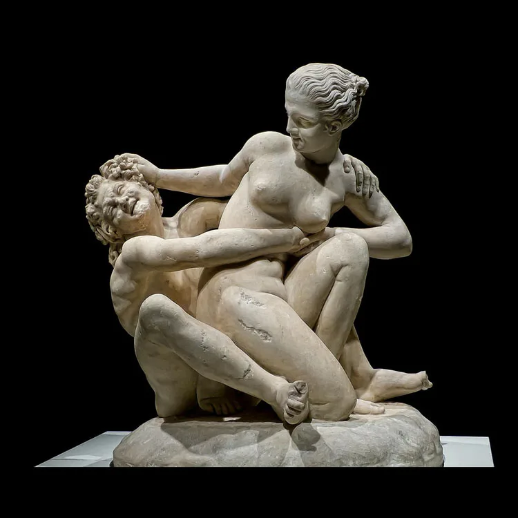 Life Size Nude Man and Woman Kissing Statue Life Size Hand Carved White Marble Figure Erotic Statues