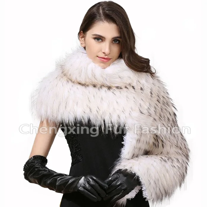 CX-B-79C Natural White Fox Fur Stole Real Fox Fur Cape Genuine Fur Shawl For Women