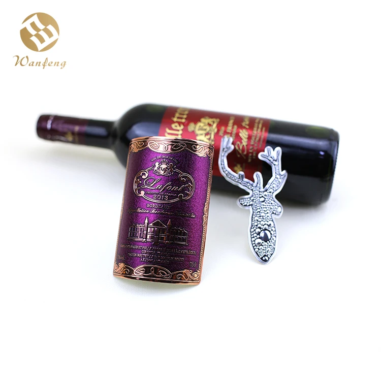 Hight Quality Customized Bottle 3D Metal Embossed Wine Label aluminum labels