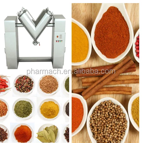 Pharmaceutical GMP grade V type powder mixer machine for herbs powder, cake powder and small particle