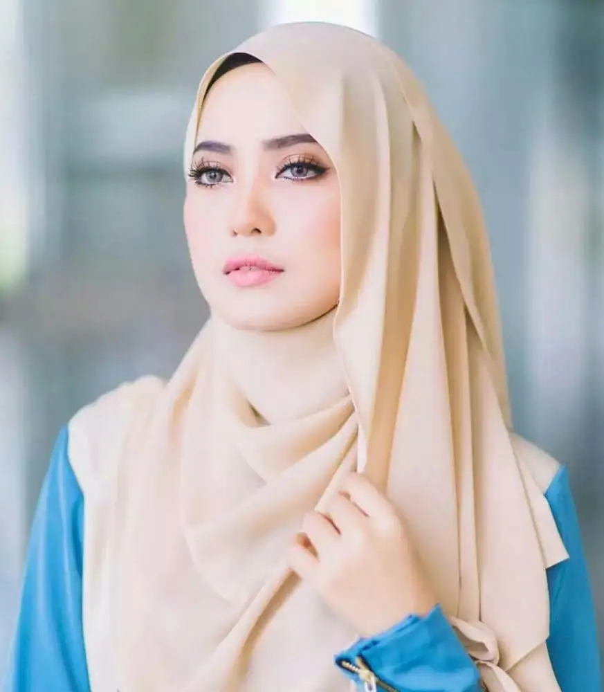 
Voile TUDUNG Premium Solid Color Bubble Georgette Muslim Women Headband Hijab Scarf Chiffon 