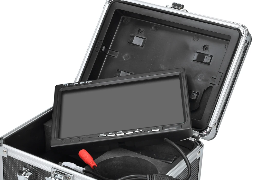 1000TVL Fish Finder 15m Cable 7 Inch Monitor Underwater Ice Fishing Camera  12Pcs White LED Lights With DVR Function