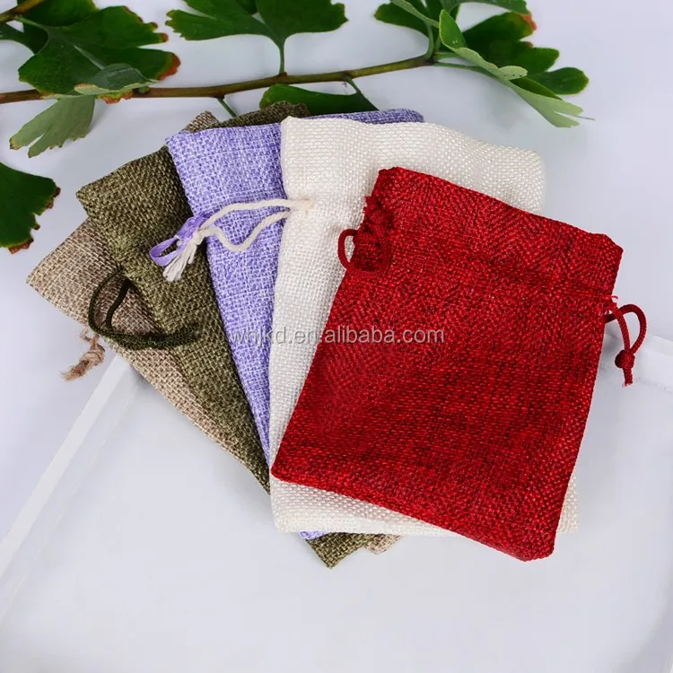 Wholesale Colored Jute Pouch Small Gift Jewelry Bag
