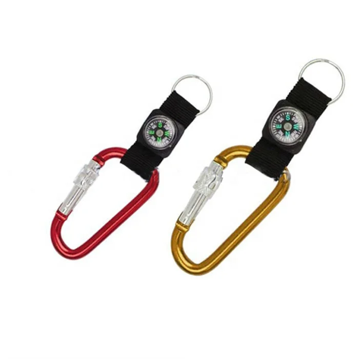 Eco-friendly Small Carabiner Compass Screw Locking Carabiner Key Chain