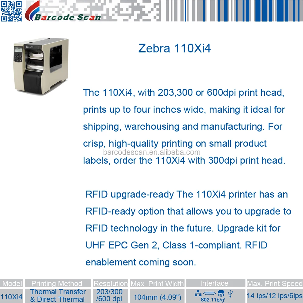 Industrial Label Printer Zebra 110Xi4 Thermal Label Printer