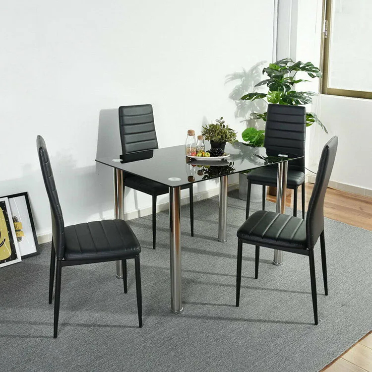 Factory Price Modern Glass Dining Tables and Chairs Set for Restaurant