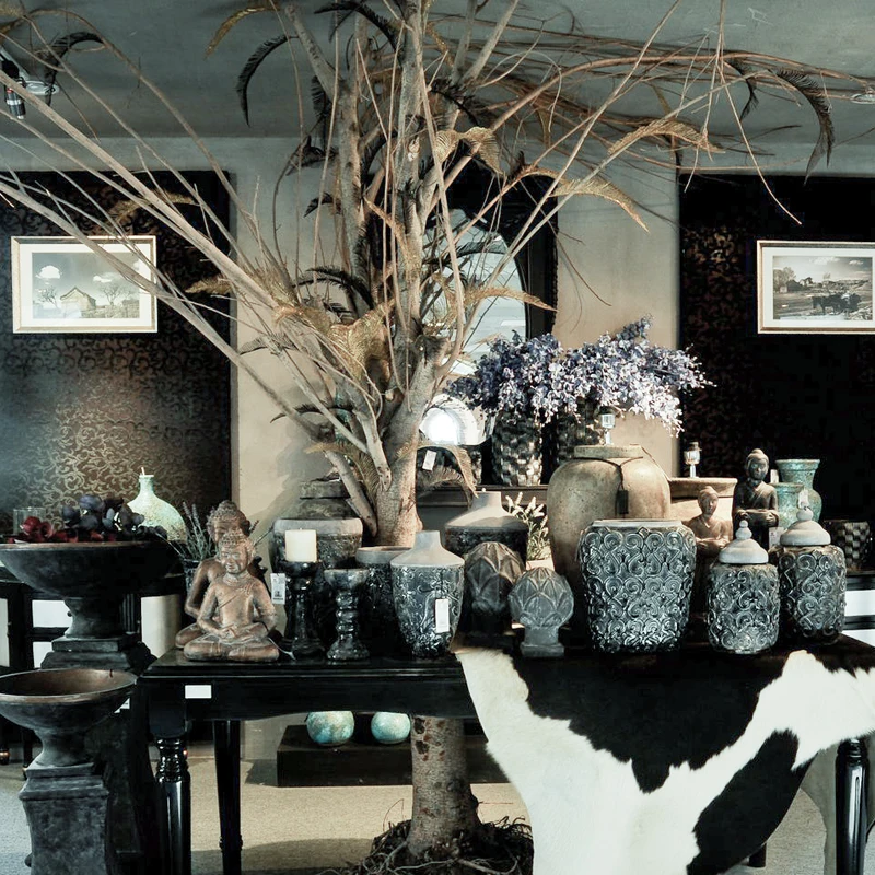 Garden rustic vintage style concrete ceramic cement flower pots chaozhou