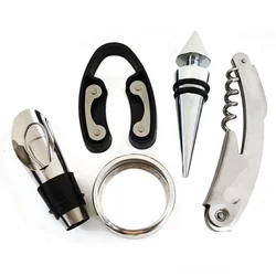 5 pieces accessory kit stainless steel wine tool set with gift box