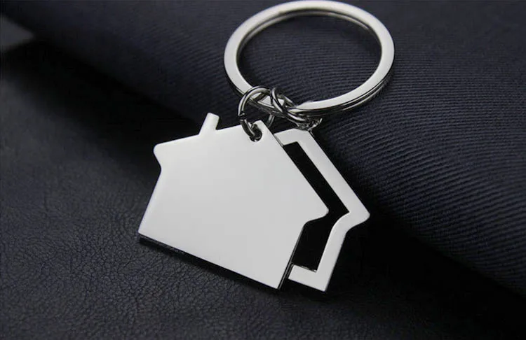 custom logo promotional house shaped keychain