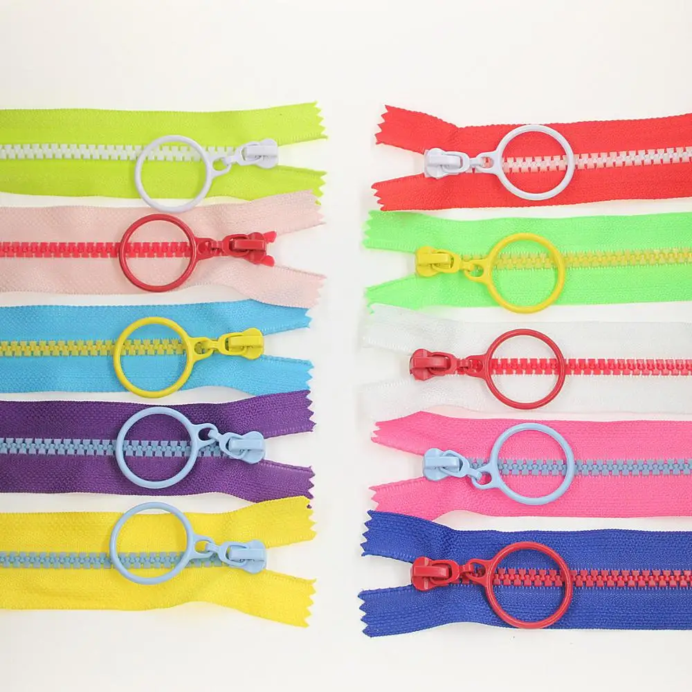 No 5 10 colors diy zipper open end plastic zipper fashion ring pull plastic zippers