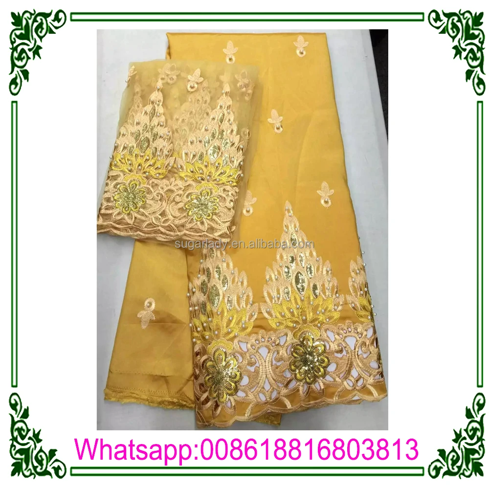 Hot selling india george wrappers set , george fabric with beads for wedding