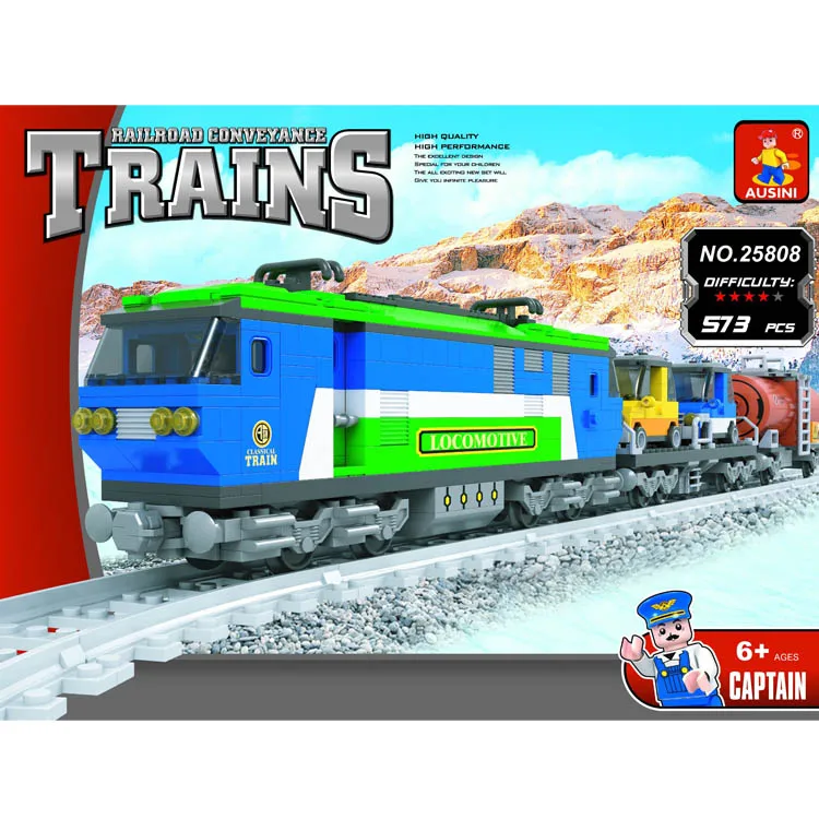 AUSINI 573pcs interlocking construction train sets building blocks toy for adults