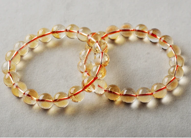 2018 Fashion Natural Round Beads Stretch Citrine Bracelets