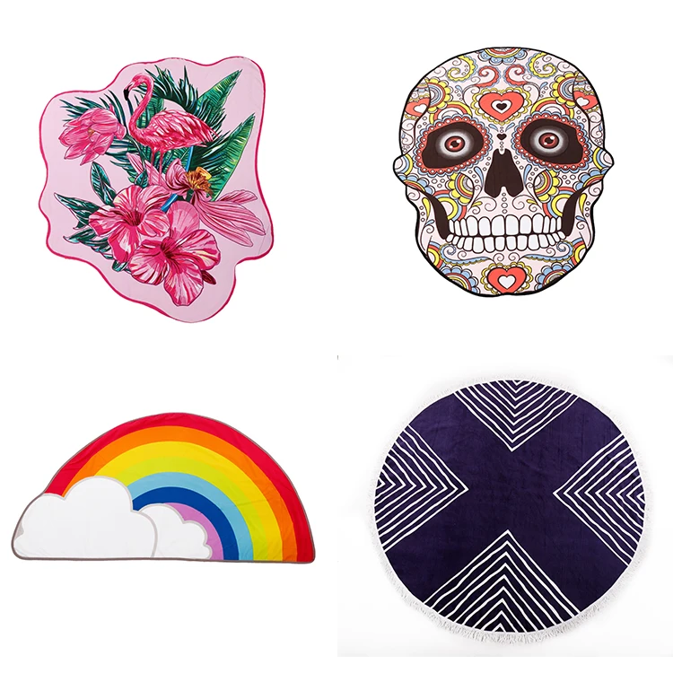 Модные большие 100% хлопок микрофибры пользовательские пляжное полотенце с цифровым рисунком черепа