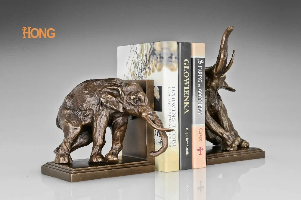 AL-142 & AL-143 слонов книгодержатель для бронзовая скульптура из латуни ремесла