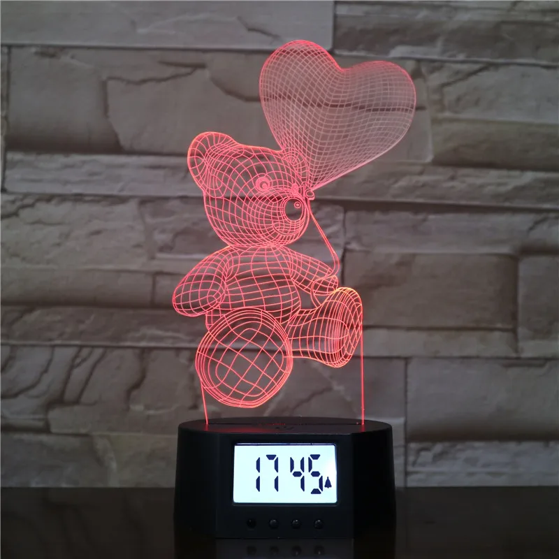 
KS 3D-076 Multi-Function 3D LED Digital desk Alarm Clock with Snooze Function 12/24 Hours Display 
