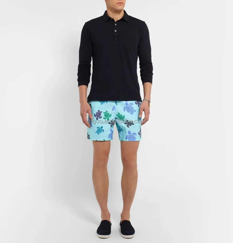 Length Printed Swim Shorts Lightweight Quick Drying Super Soft Mesh Elasticated Drawstring Waist Swim Trunks