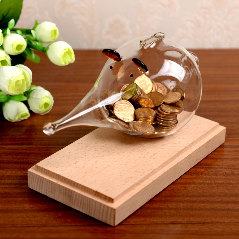 Cute Design Transparent Piggy Bank, piggy money saving boxes bank, Glass clear transparent piggy bank