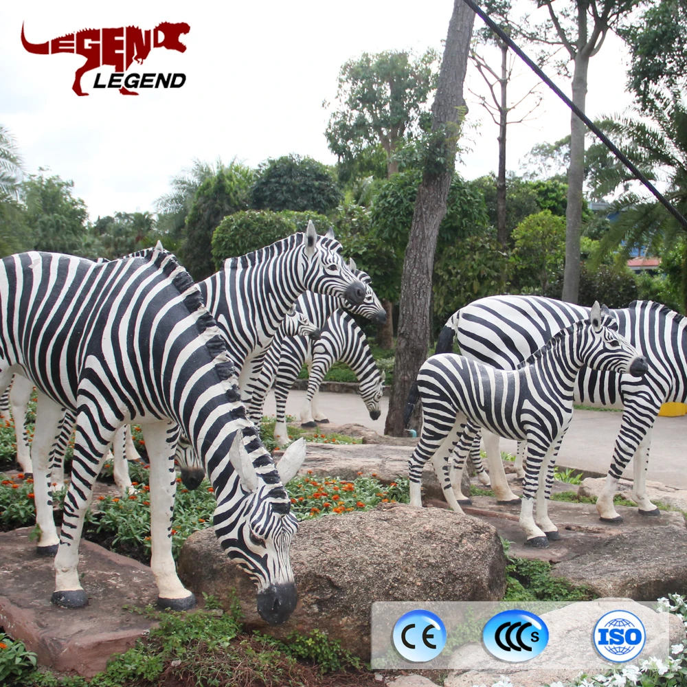 Amusement Park Equipment Life Size Animal Statues Fiberglass Animal Zebra Sculpture