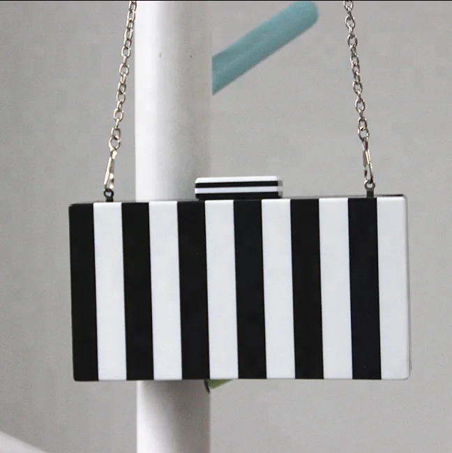 Wholesale Customized Zebra-stripe purses and handbags Acrylic Evening Clutch handbags for women