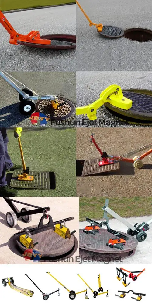 Magnetic Lid Lifter Magnetic Manhole Cover Lifter Manhole Cover Lift Dolly