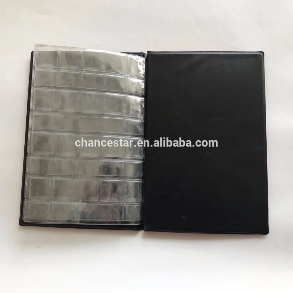 
Custom foil logo coin stamp collection PU leather folder 