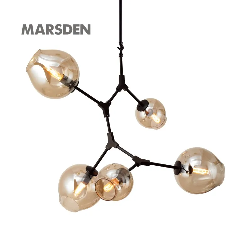 MARSDEN high lumen lobby room suspension glass iron loft pendant lamp