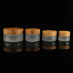 Luxury 5g 15g 30g 50g 100g 200g Glass Cosmetic Container Face Cream Jar with Bamboo Lid