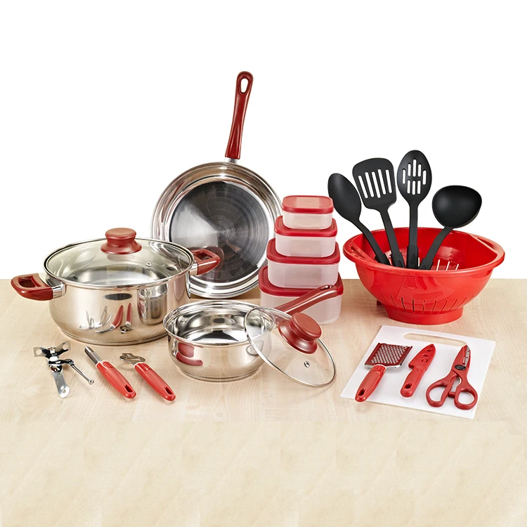 Wholesale Home Use Non Stick Stainless Steel Kitchen Pots and Pans Cookware Set With Cooking Accessories
