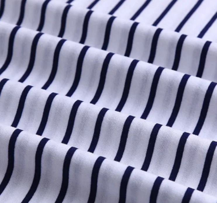 Factory supplier 100%cotton yarn dyed knitted single jersey stripe fabric for shirt