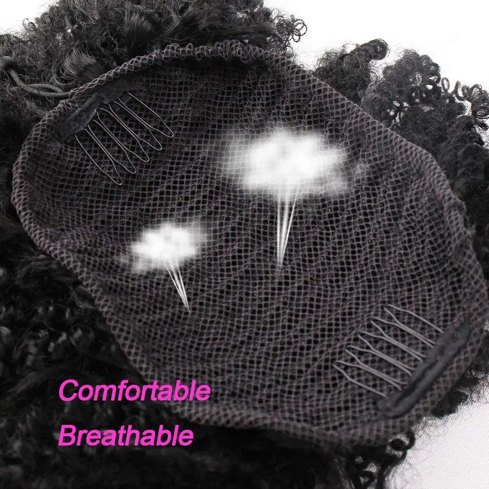 Волосы Dream.Ice афро кудрявые вьющиеся накладные прически хвост с зажимами Натуральные хвосты удлинители кулиска хвост