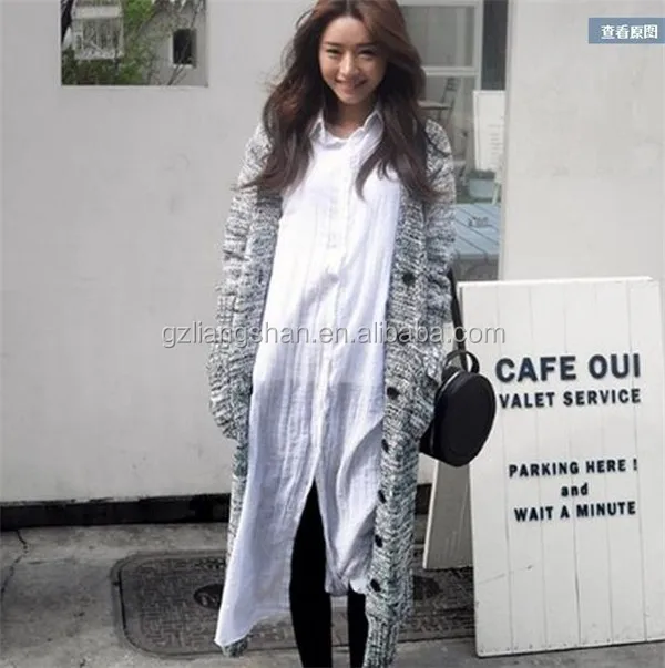 
Korean fashion style long cardigans women 2015 knitted women coat cashmere grey warm winter alpaca sweater 