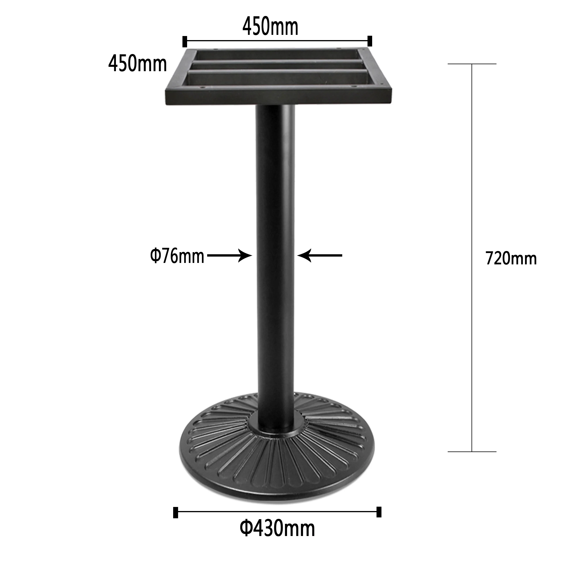 
Conventional Recommendation Black Color Powder Coated Cast Legs Iron Restaurant Table Base With Large Flat Bottom 