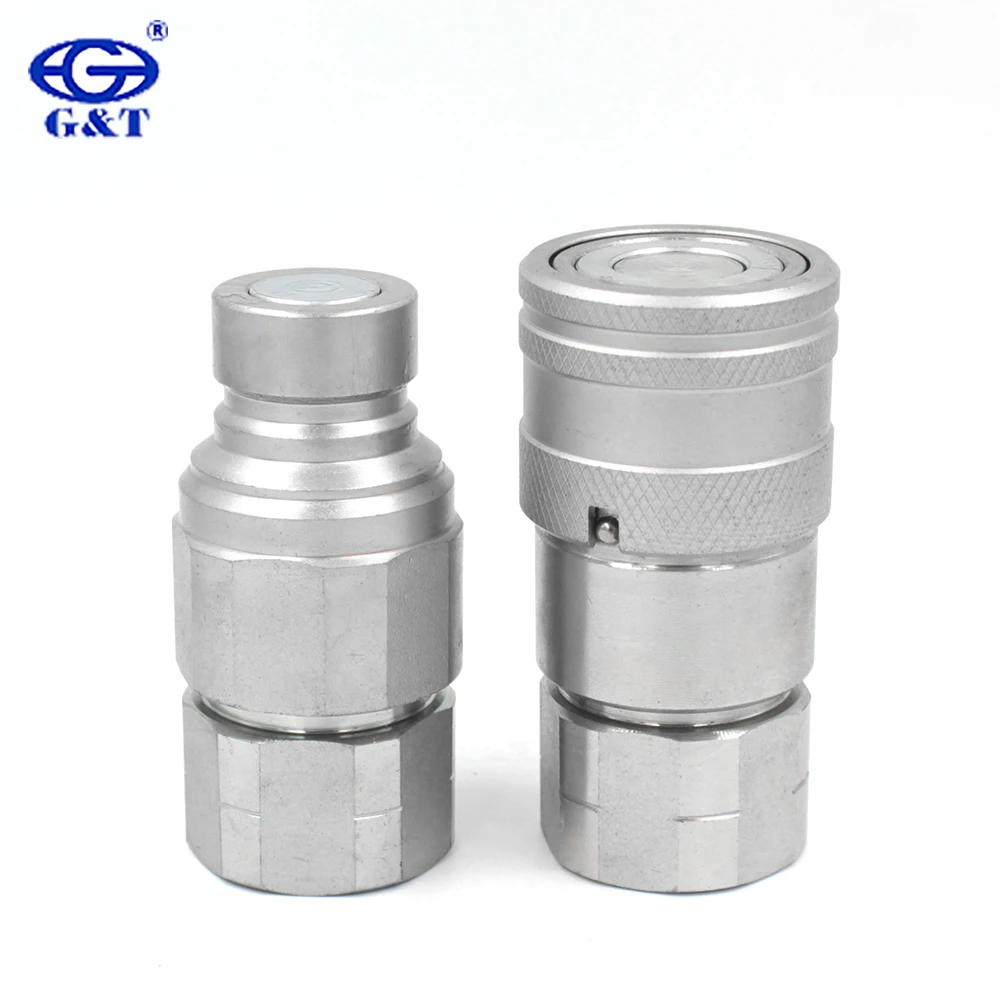 1/2 inch BSP NPT 5000 PSI carbon steel ISO 16028 flat face hydraulic quick coupler for skid steer snow blower and tractor