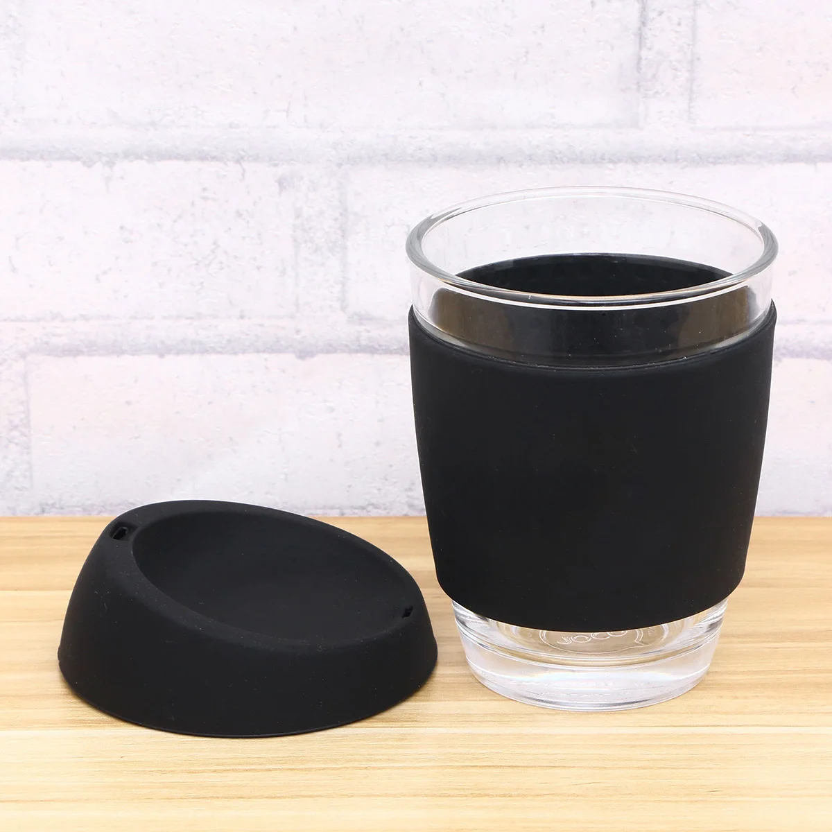 
Costom Logo 12oz Glass Reusable Coffee Cup with Silicone Sleeve 