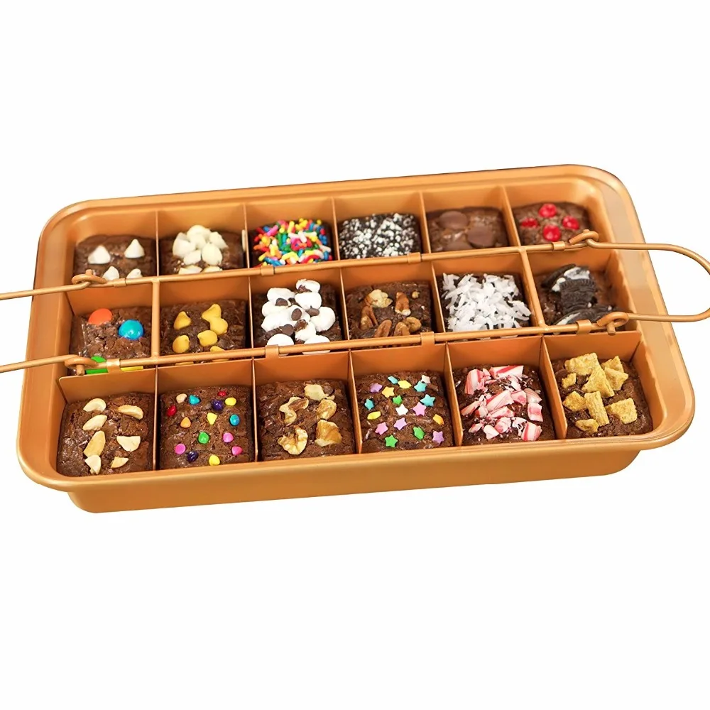 Amazon 12 inch Copper Nonstick Brownie Baking Pan Cutter with Built-In Slicer