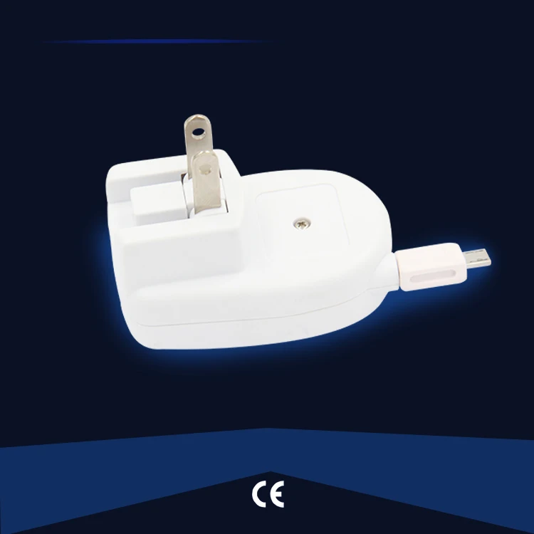High speed retractable flat usb wall charger, wall charger usb