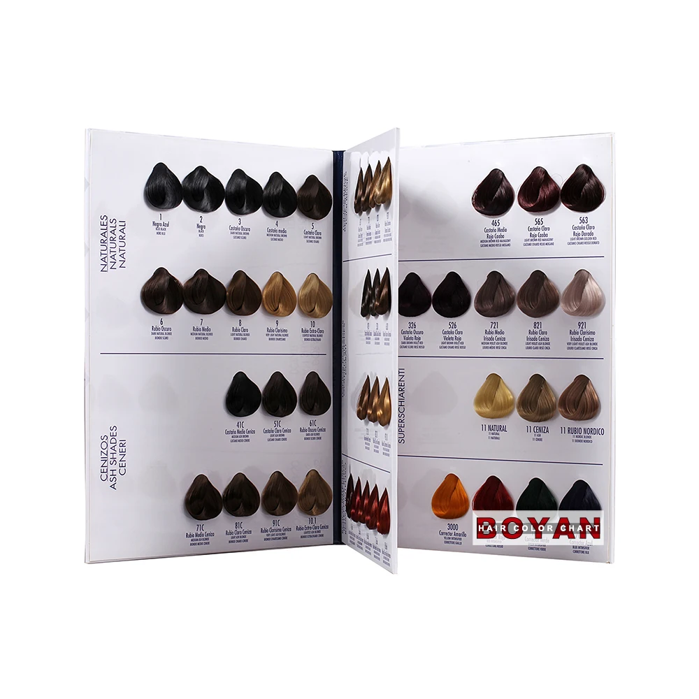Разные цвета на заказ, в форме книги, для окрашивания волос, Таблица цветов для салона