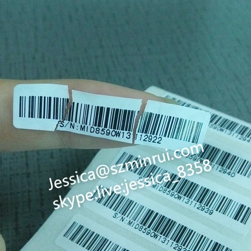 Custom Anti-tamper Labels Printing Adhesive Destructible Asset Serial Numbers Barcode Sticker QR Code Labels