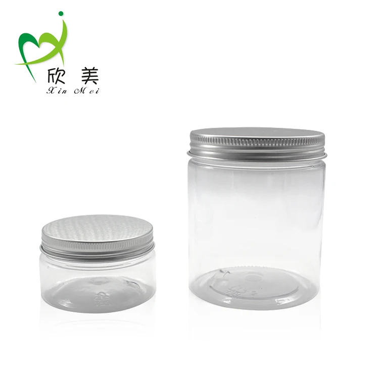 Food container 30ml 50ml 100ml 120ml 200ml 250ml 500ml clear plastic PET candy jar with aluminum