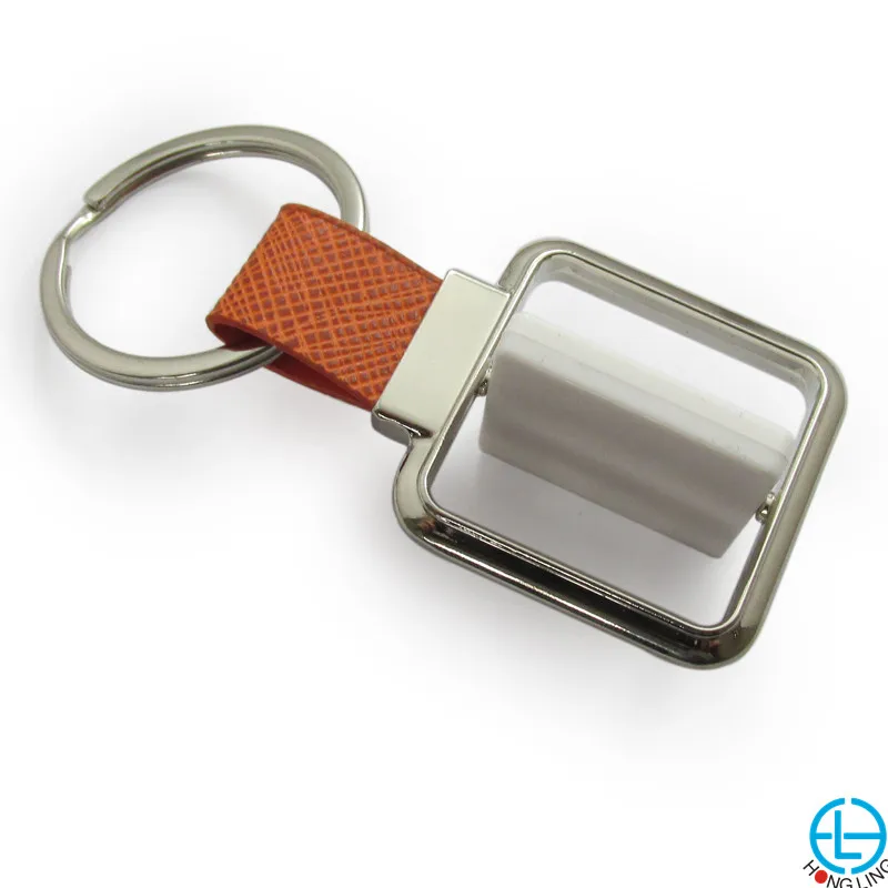 
Wholesale spinner brown square metal keyring& key holder 
