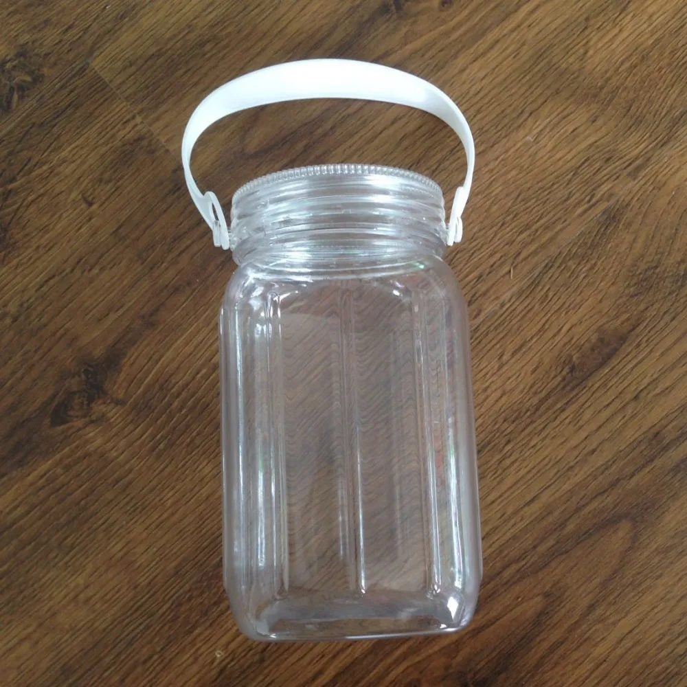25oz square plastic candy storage jar with/without handle and screw lid