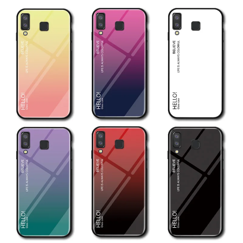 Чехол из закаленного стекла с градиентом для Samsung Galaxy A8 Star / A9 Star