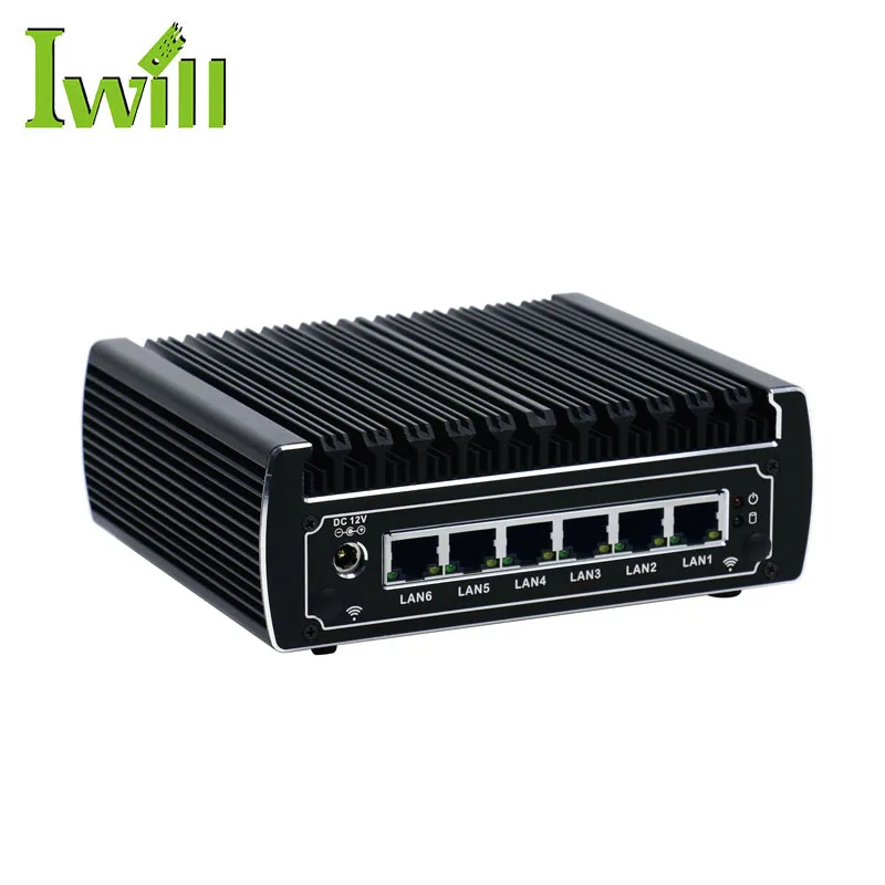 Fanless design small size mini computer i3 7100U dual core 2.4GHz VPN router pfsense 6 nic RJ45 server PC