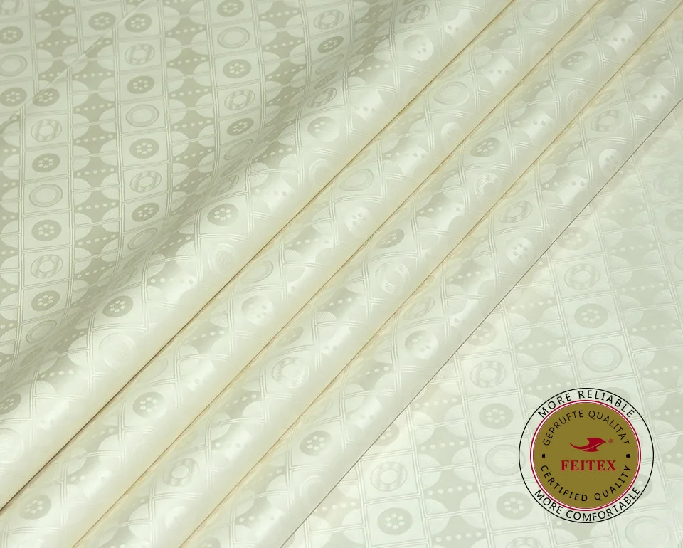 FEITEX кремово-белые хлопковые африканские платья, парчовая одежда из Гвинеи, богатая ткань Bazin, африканская одежда, ткань Shadda