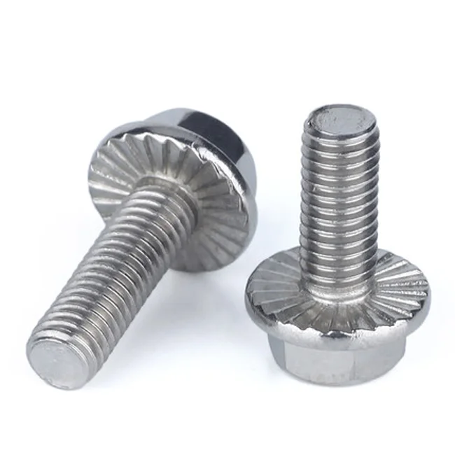 Stainless Steel M5 M6 M8 Hex Flange Head Bolt With Teeth