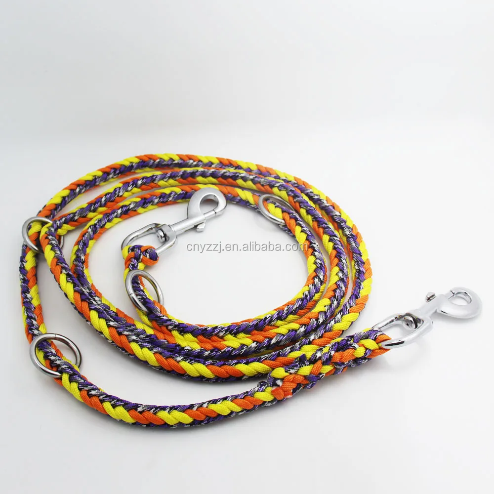 Paracord Double Ended Versatile Hands Free Dog Walking or Training Leash (6 foot adjustable, Orange/Red Reflective)