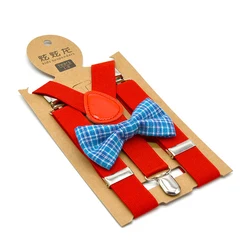 Red suspenders bow tie set for kids 65cm length adjustment  high elasticity suspenders school children suggest 80-150cm
