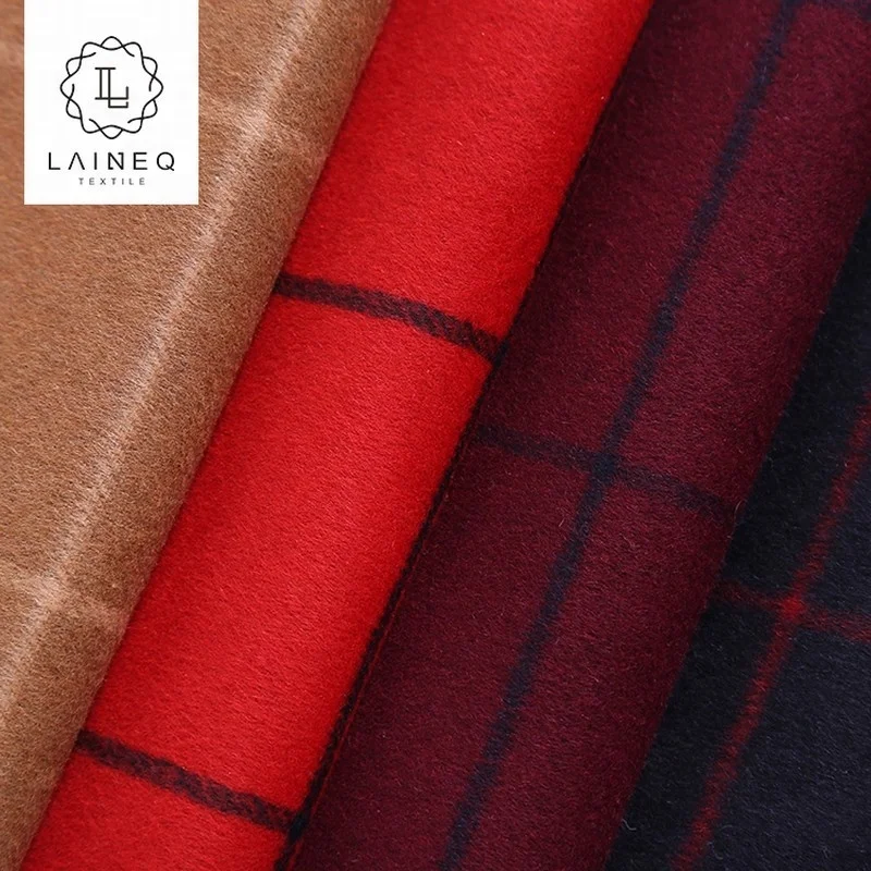 STOCK checked pattern 50% wool thick fabric for winter overcoat garment